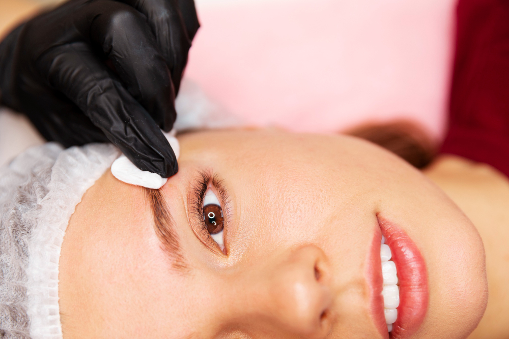 microblading procedure close up
